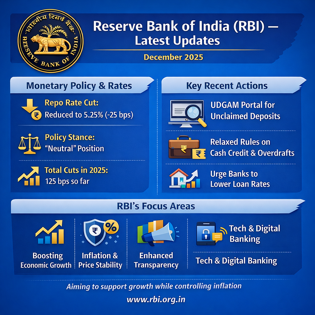 Reserve Bank of India (RBI) – Latest Updates (December 2025)