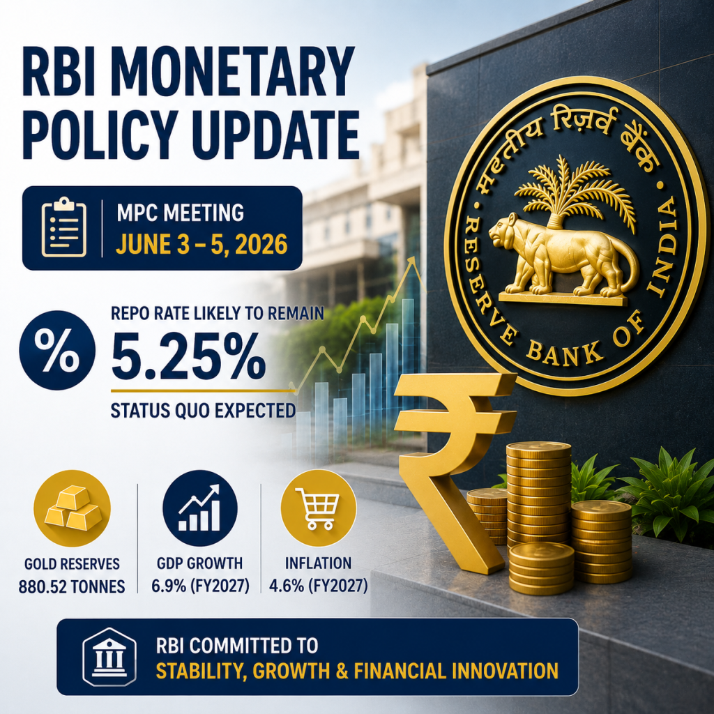 RBI Monetary Policy Update June 2026: Repo Rate Likely to Remain Unchanged at 5.25%